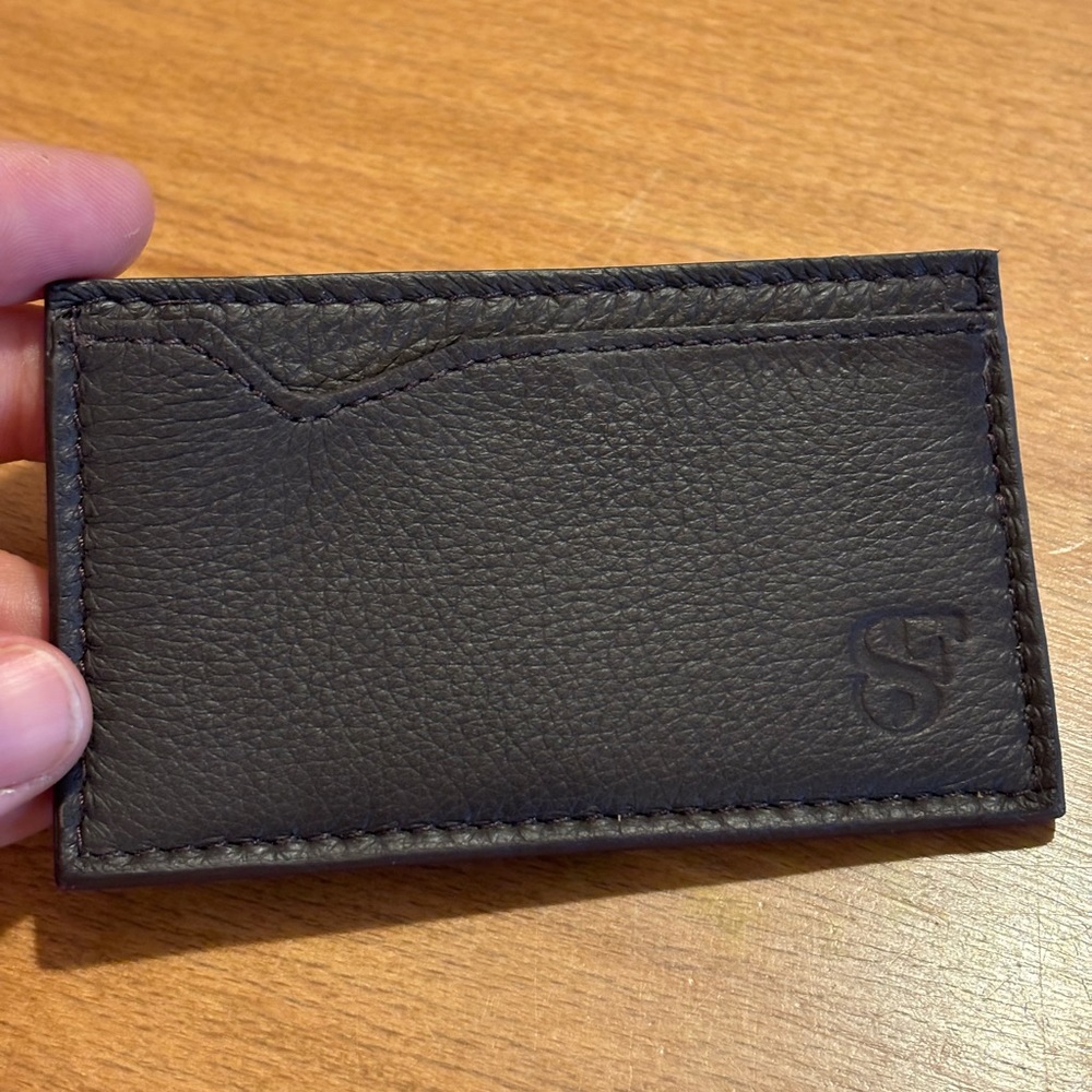 Sofia Fima Chocolate Brown Leather Card Case - Double Sided - Brand New